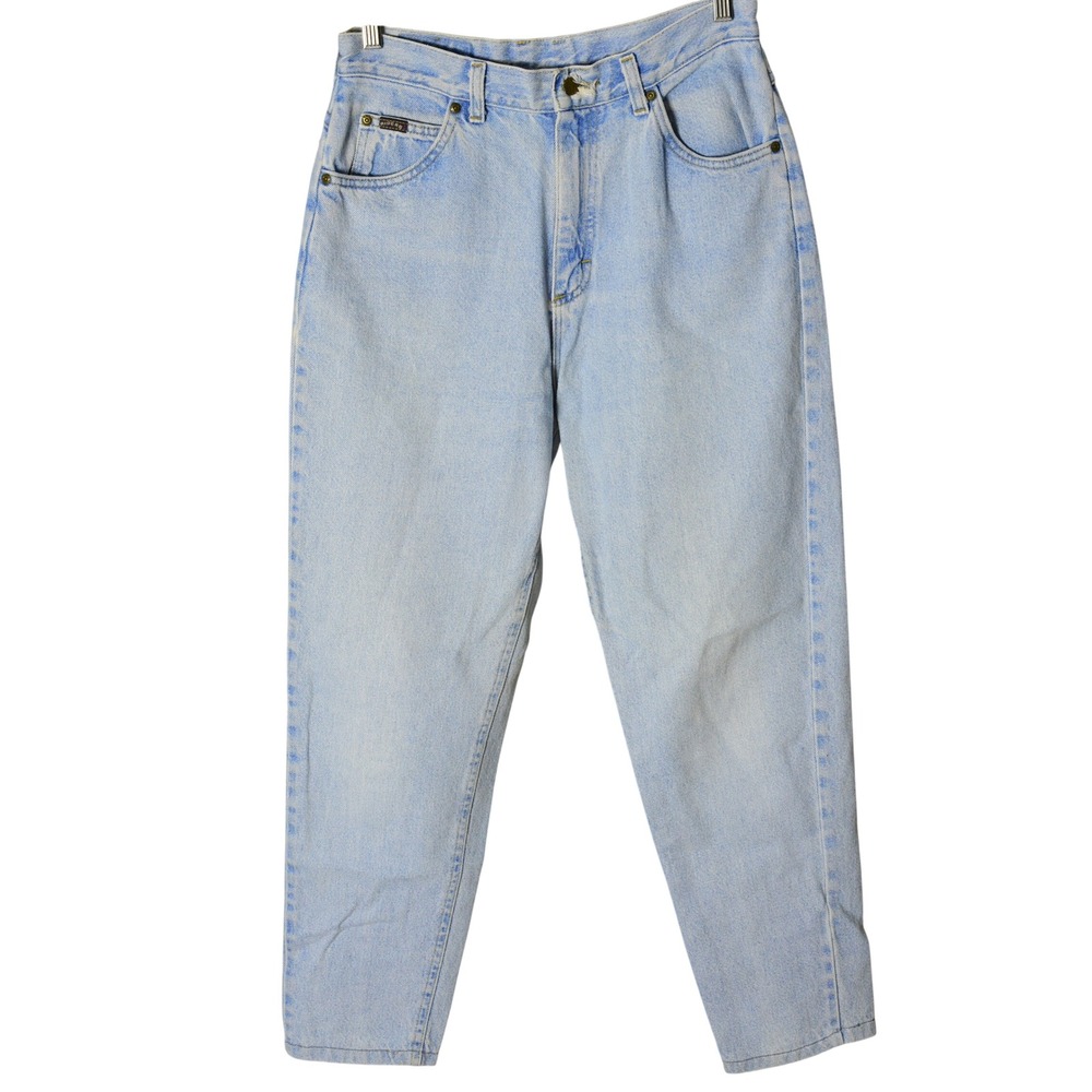 90s Vintage Light Stone Wash Straight Leg Jeans Womens 12 Lee Riders High Waist - Picture 2 of 7